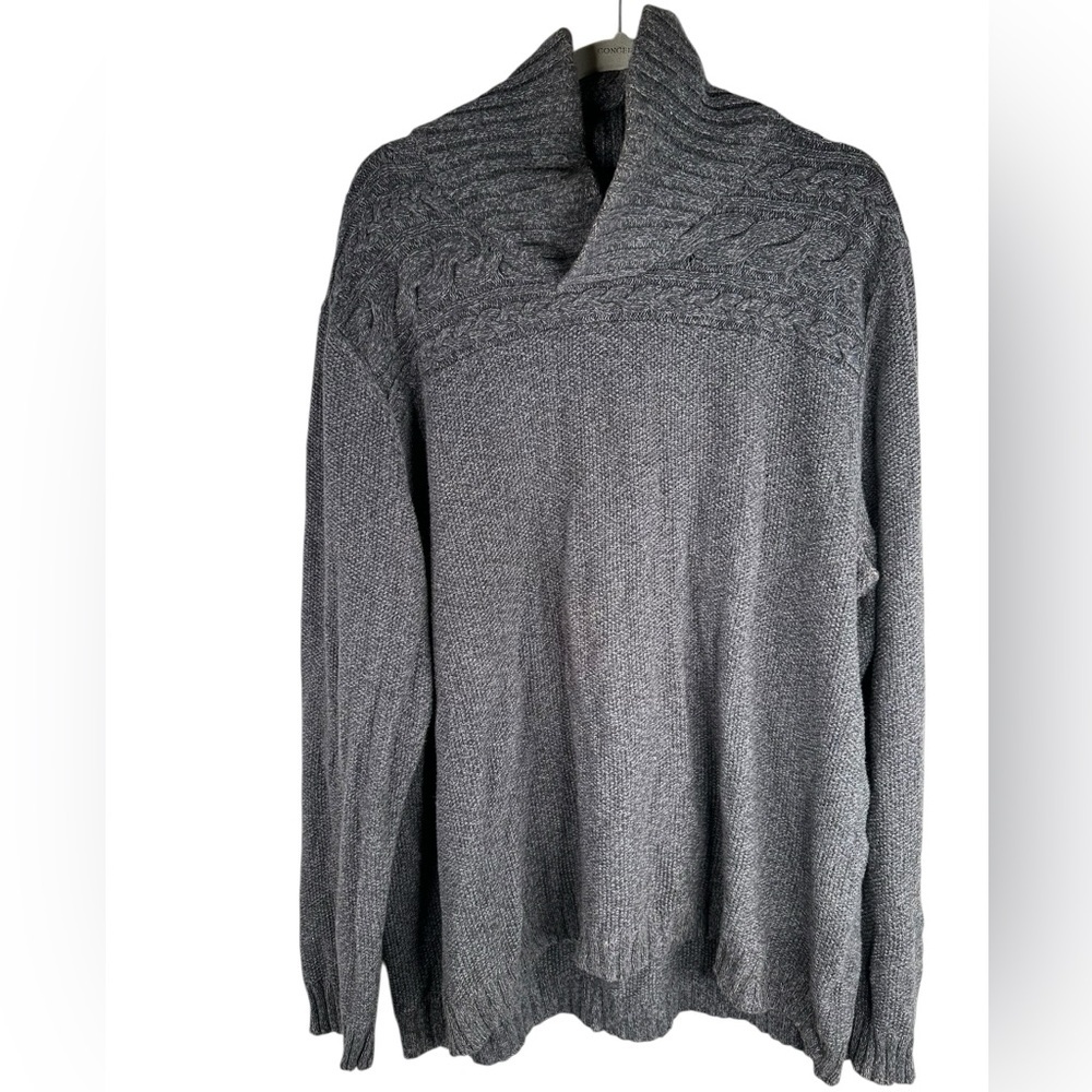 Tasso Elba Men's‎ Charcoal Gray 100% Cotton Knit Winter Fall Cowl Neck Sweater
